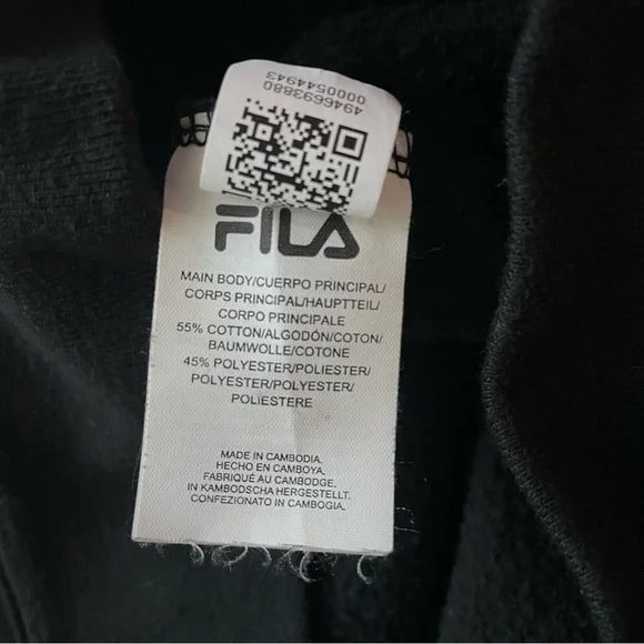 Fila Black Pullover Sweatshirt Hoodie embroidered logo size M - Picture 5 of 6